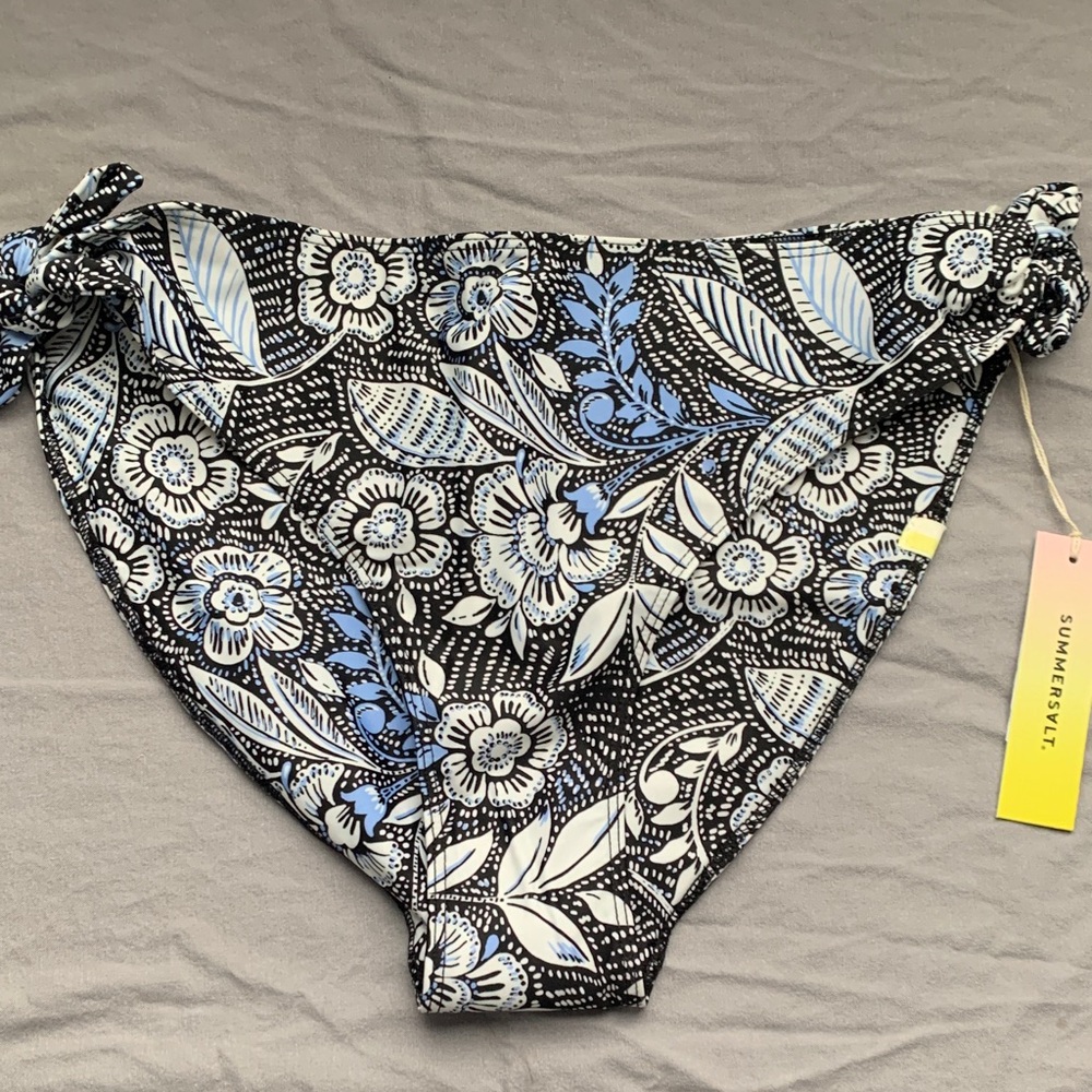 summersalt Black and White Floral Tie Bikini Bottoms